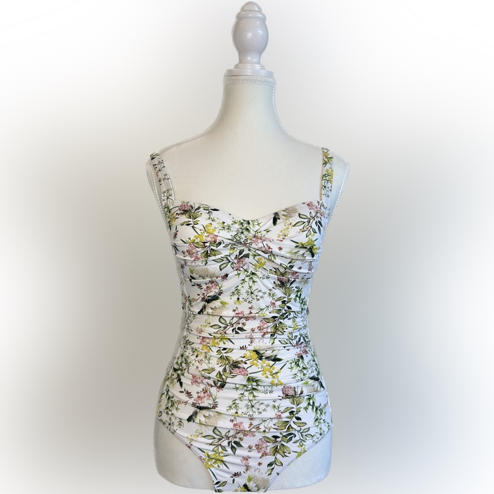 Nip Tuck white color with floral pattern one piece swimsuit. Size 4. Brand new.